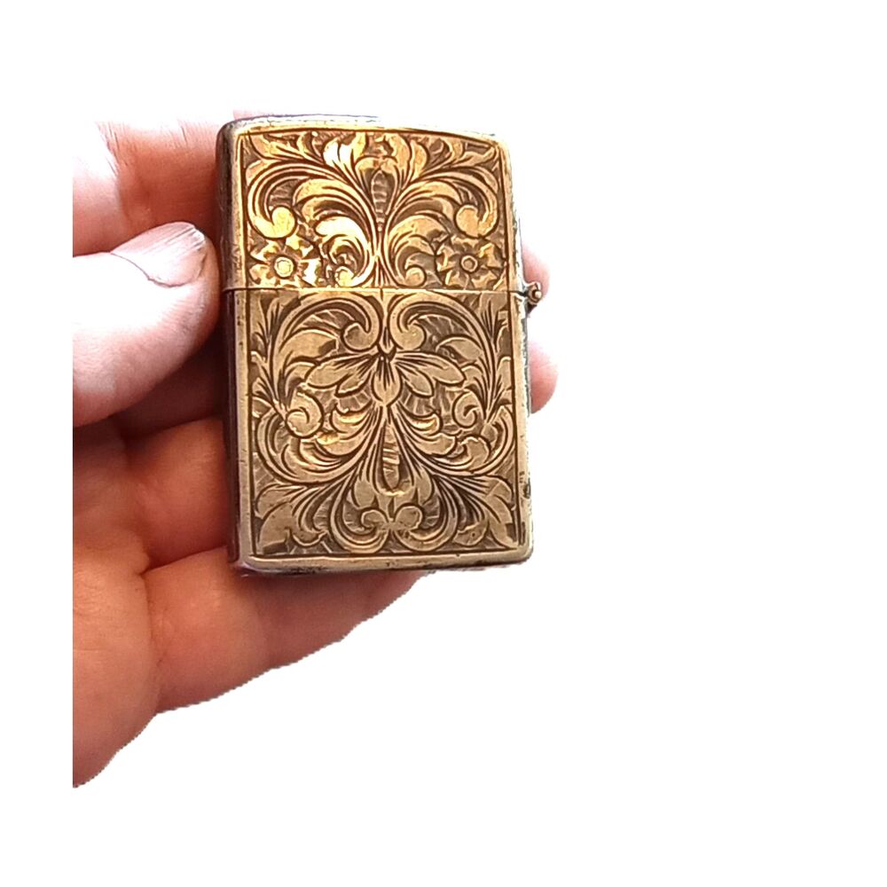 Zippo lighter Bradford and Tutunzi Roma Venetian pattern floral engraving 1950